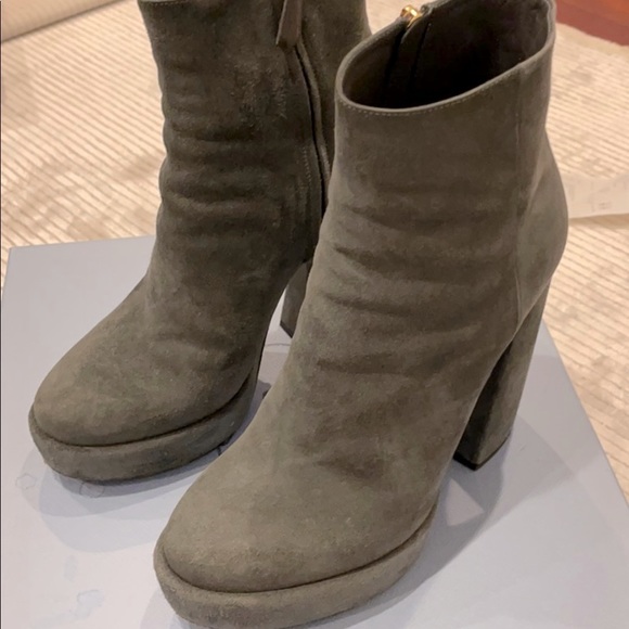 PRADA Grey Ultra Suede Platform ankle Boots - Picture 7 of 10